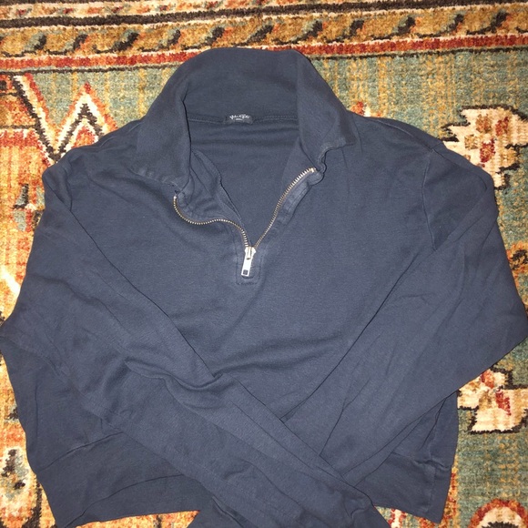 Brandy Melville Sweaters - J Galt navy cropped half zip